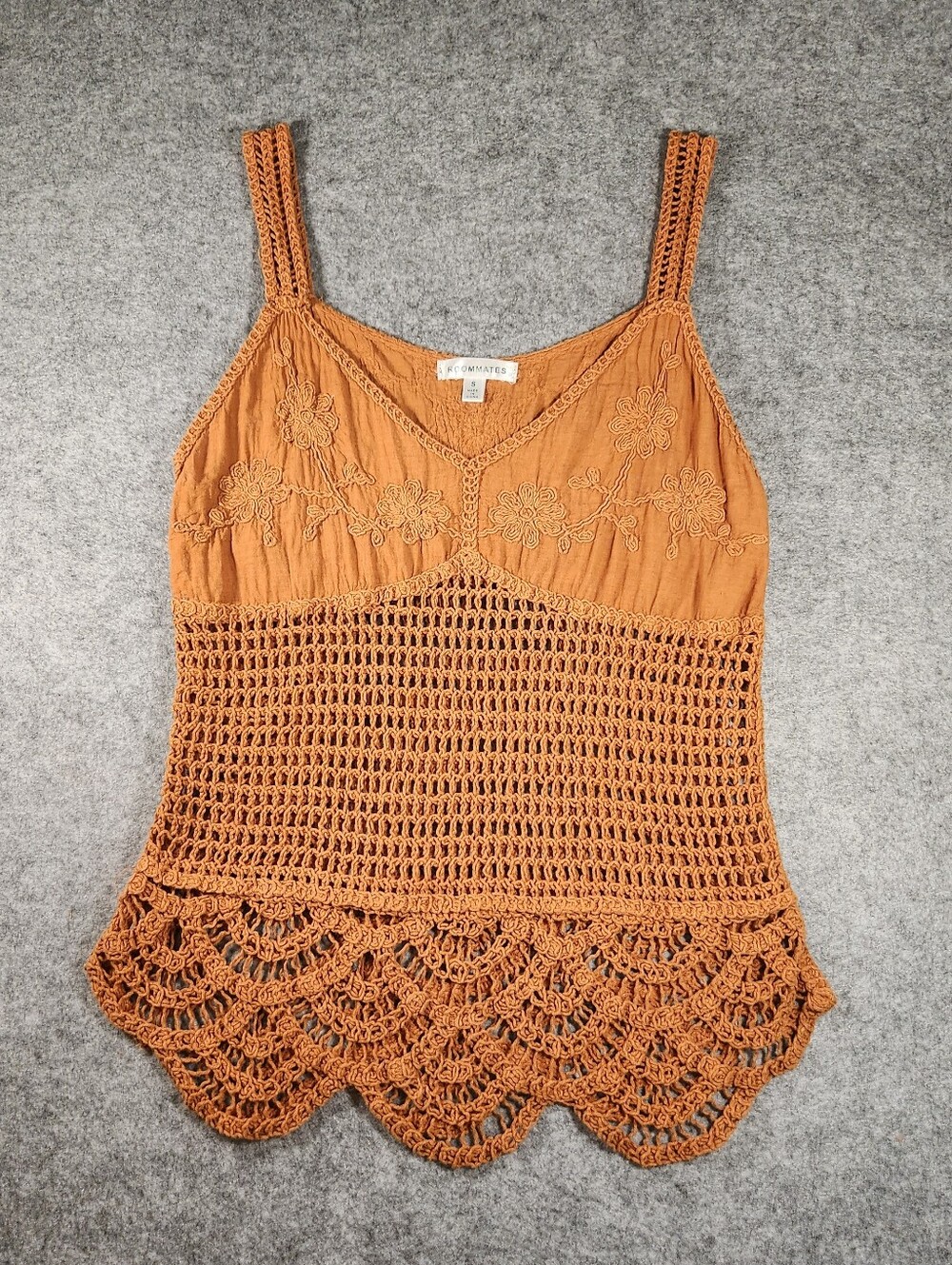Roommates Rust Crochet Cotton Camisole Tank Top Size Small
